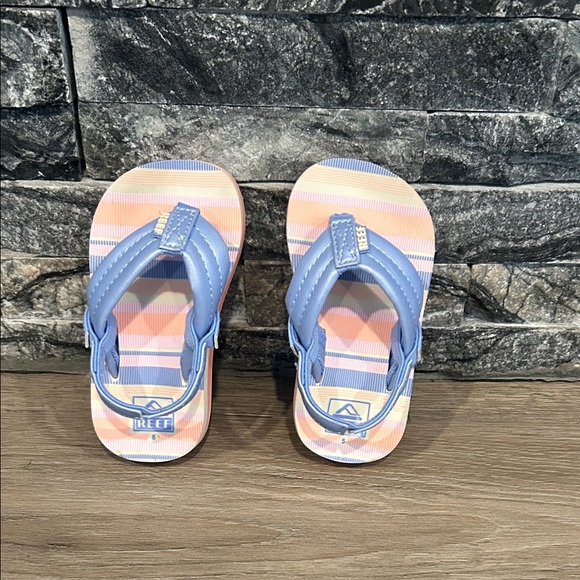 NWOT Reef Kids Sandals - Lavander and Orange Stripes - Picture 1 of 3